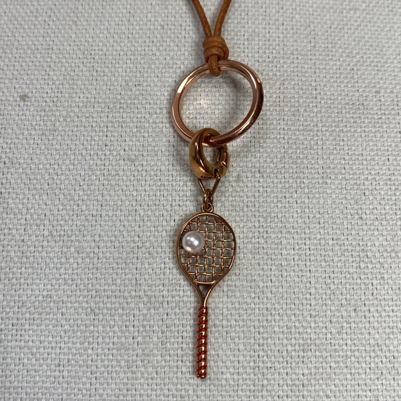 Cute Fossil tennis racket and pearl bead necklace - Picture 1 of 7